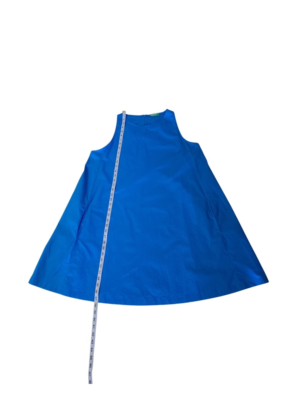 United Colors Of Benetton Kadin 100% Cotton Sleeveless A-Line Mini Dress Blue - Picture 15 of 17